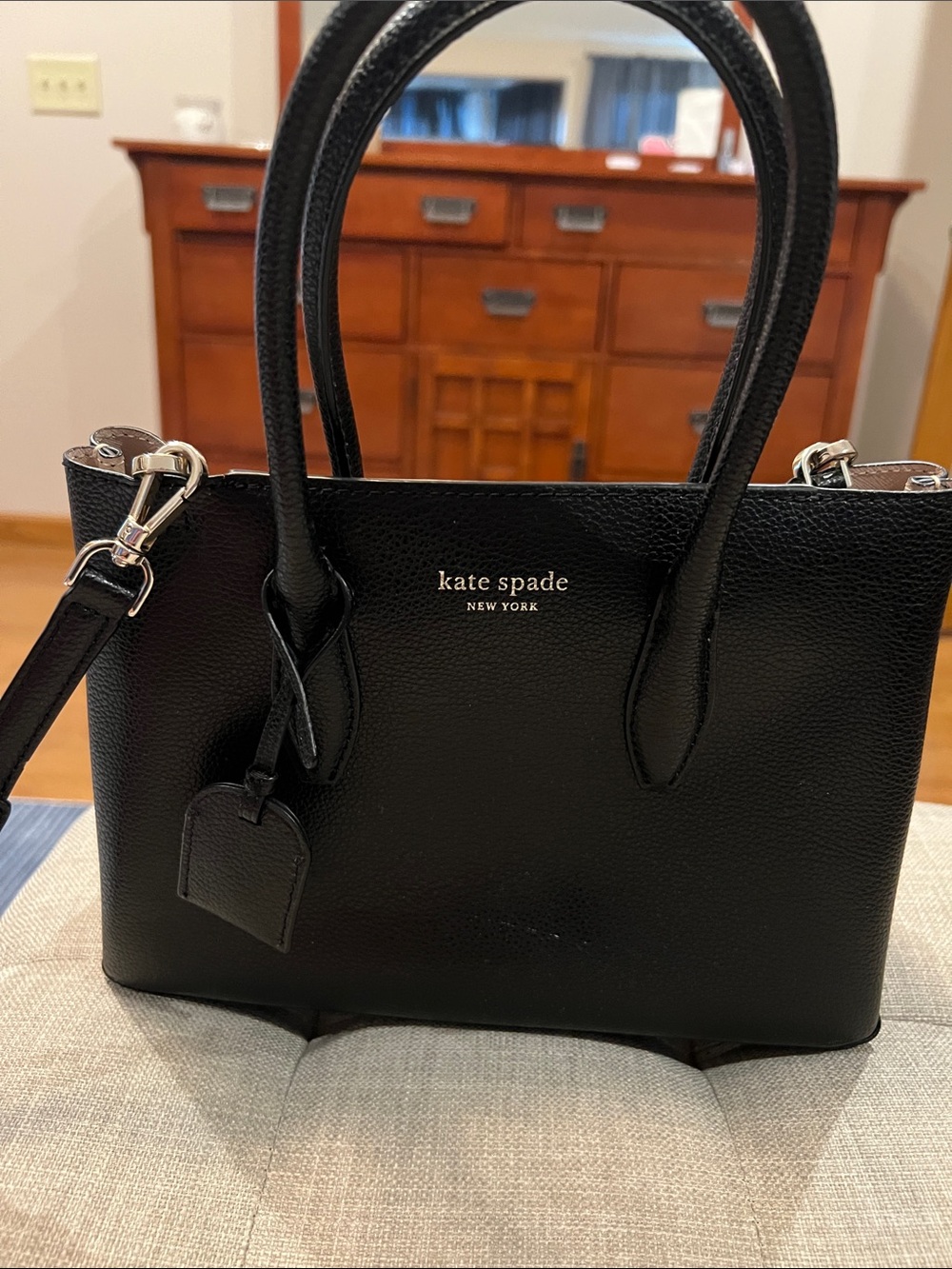kate spade Black Pebbled Leather Satchel with Detachable Strap
